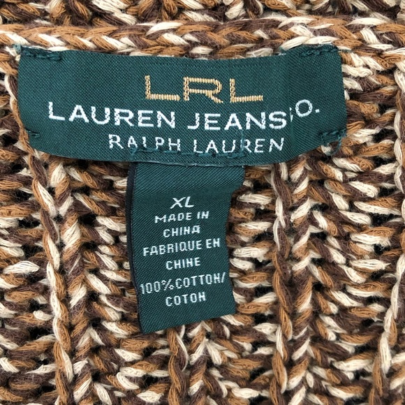 ~SOLD~ LRL Laurel Jeans Co Ralph Lauren Brown Tan Beige Sweater Size XL - Picture 5 of 5